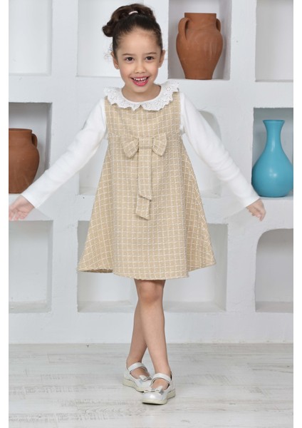 Kız Çocuk Şanel Kumaş 2'li Elbise (Elbise+Bady BLUZ)12174