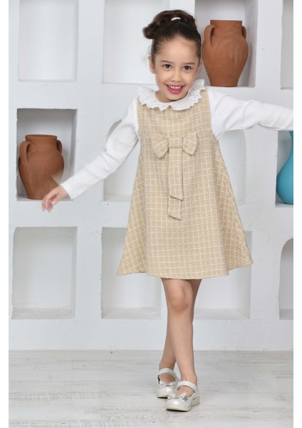 Kız Çocuk Şanel Kumaş 2'li Elbise (Elbise+Bady BLUZ)12174 fiyatları