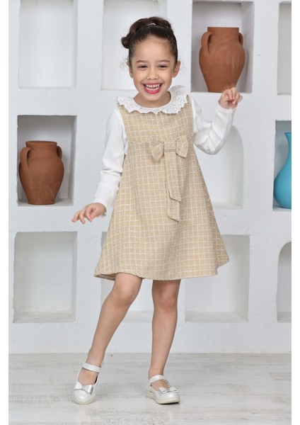 Kız Çocuk Şanel Kumaş 2'li Elbise (Elbise+Bady BLUZ)12174 modelleri