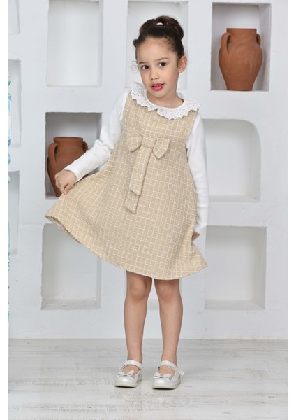 Kız Çocuk Şanel Kumaş 2'li Elbise (Elbise+Bady BLUZ)12174 indirimleri