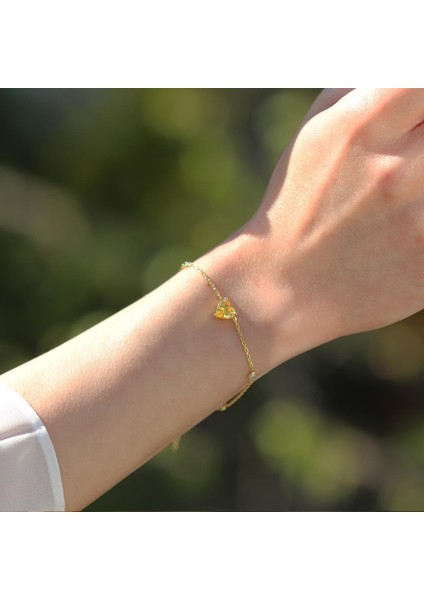 Sitrin Taşlı Gold Kaplama Sevgili Kalp Gümüş Bileklik modelleri