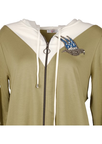 Vedi-bb Oversize Kapüşonlu Fermuarlı Kadın Ceket - Günlük & Spor