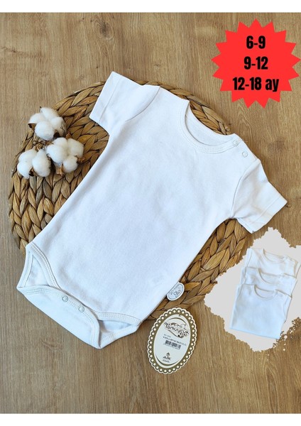 3'lü Kısa Kollu Bebek Body Pamuklu Çıtçıtlı Bebek Zıbın Atlet (6-9, 9-12, 12-18) Ay Mevsimlik