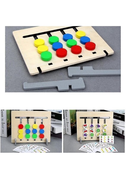 Çocuklar Montessori Eğitim Dört Renk ve Meyve Kart Ahşap Oyuncaklar ile Çift Taraflı Eşleştirme (Yurt Dışından)