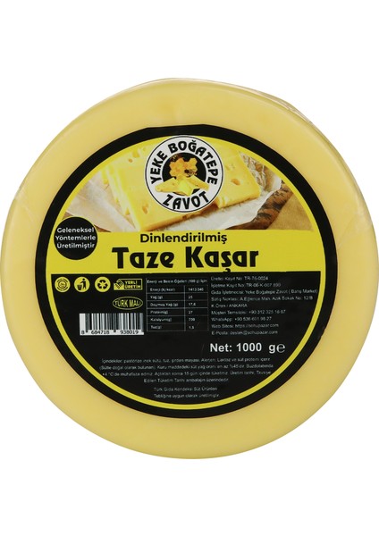 Dinlendirilmiş Taze Kaşar Peyniri (1 Kg)