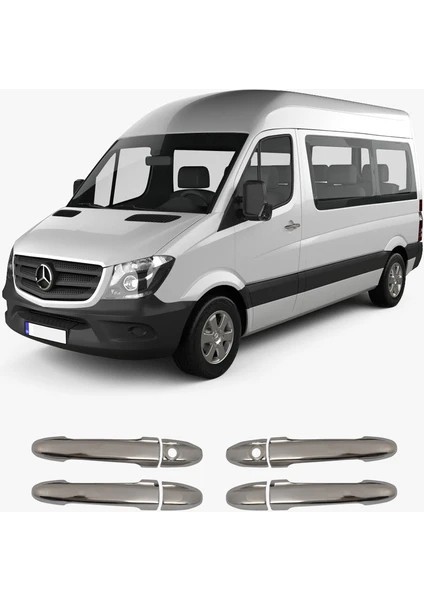 Mercedes Sprinter W906 Uyumlu 2006-2018 Krom Kapı Kolu 4 Kapı Paslanmaz Çelik
