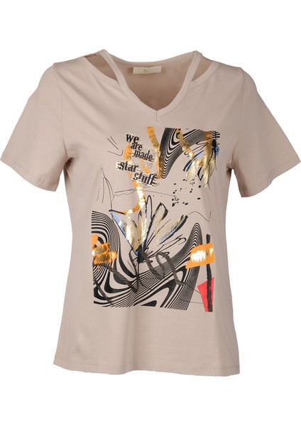 Minimalist Oversize V Yaka Kısa Kol Kadın T-Shirt - Günlük Kullanım