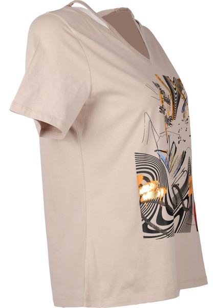 Minimalist Oversize V Yaka Kısa Kol Kadın T-Shirt - Günlük Kullanım fırsatları