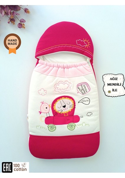 Arabalı Aslan Fermuarlı Kundak Fuşya