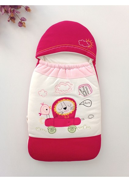 Arabalı Aslan Fermuarlı Kundak Fuşya