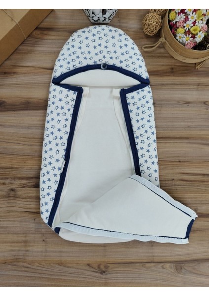 Zürafalı Çift Fermuarlı Erkek Bebek Penye Kundak Lacivert