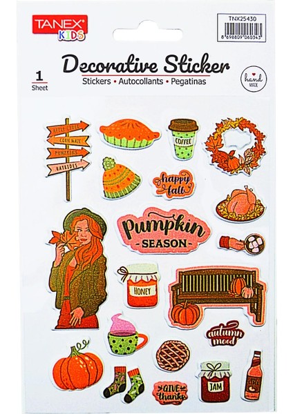 Kids Sticker Puffy Bal Kabağı Serisi 27 Parça (25430)