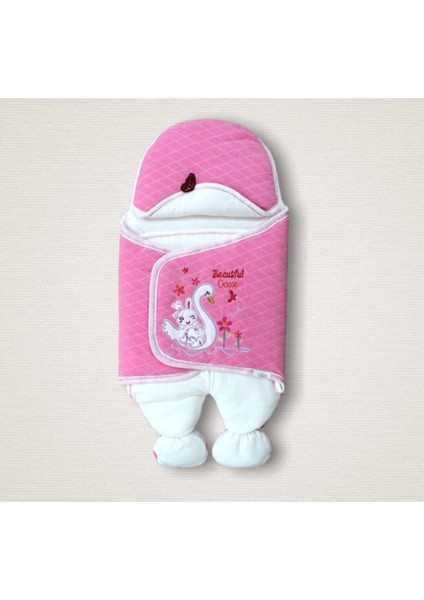 Ördekli Kız Bebek Ayaklı Kundak Pembe