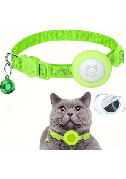 Airtag Bluetooth Tracker Koruyucu Film Silikon Kılıflı Yansıtıcı Naylon Pet Yaka (Yurt Dışından)