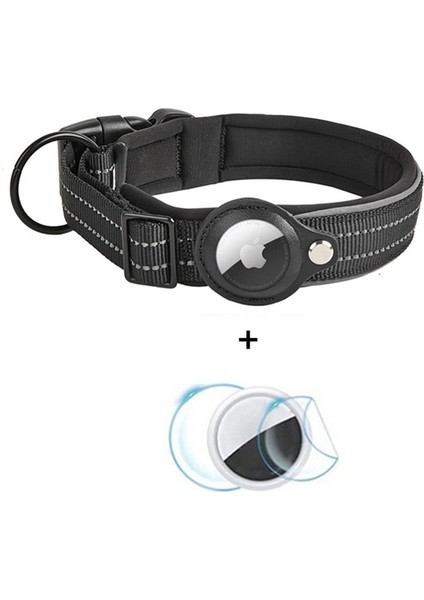Airtag Bluetooth Tracker Tutucu Kılıf Yansıtıcı Pu Deri Pet Köpek Yaka (Yurt Dışından)