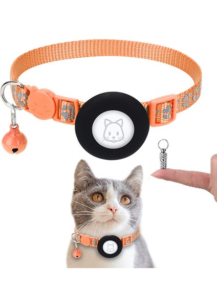 Airtag Yansıtıcı Pet Yaka Gps Takip Cihazı Silikon Kapak Çan ile (Yurt Dışından)