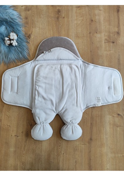 Kadife Ayıcıklı Ayaklı Kundak Sütlü Kahve