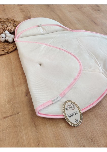 Çizgi Efektli Princess Kız Bebek Klasik Kundak Ekru-Pembe