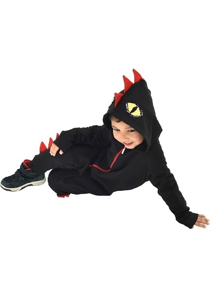 Erkek Çocuk Pamuk Kışlık Baharlık Siyah Dino Tulum modelleri