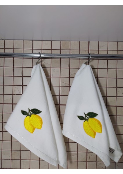 Limon Nakış Işlemeli 2li Mutfak Havlusu Seti