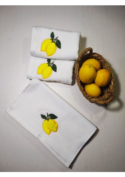 Limon Nakış Işlemeli 2li Mutfak Havlusu Seti modelleri