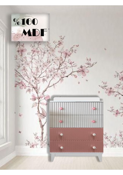 Mdf Bohem Pembe Bebek&çocuk Odası Şifonyer