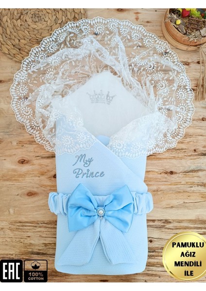 Sahra Taçlı My Prince Erkek Bebek Kundak Mavi