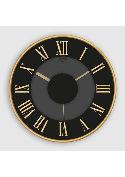 Galaxy Premium Serisi Dekoratif Kadranlı Roma Rakamlı Duvar Saati Gold 30 cm