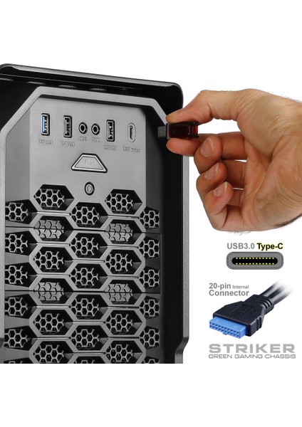 Strıker Midtower 3X120MM Fan Siyah Bilgisayar Kasası 6X120MM Fan Desteği (Psuyok)
