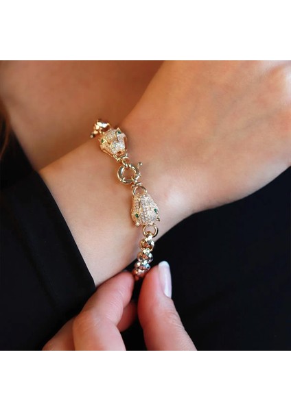 Kaplan Başlı Dorika Gümüş Bileklik