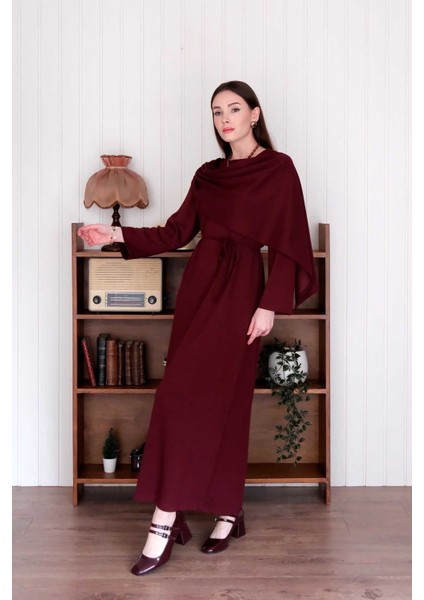 Bordo Şal Yaka Elbise fiyatları