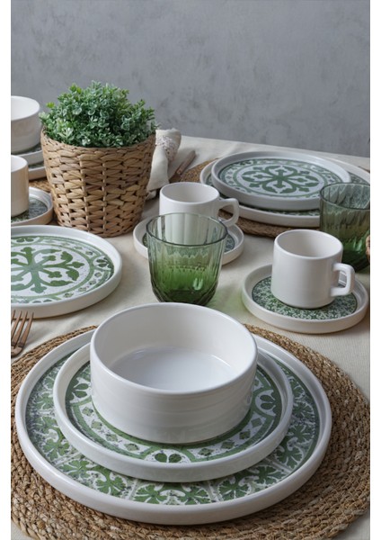 Timeless Green Stackable Yemek / Kahvaltı Takımı 20 Parça 4 Kişilik 21974-75