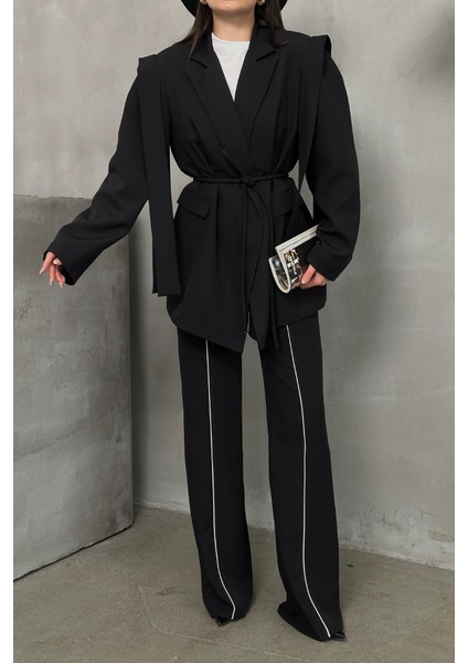 Kadın Oversize Blazer Ceket Kuşaklı Omuz Detaylı fırsatları
