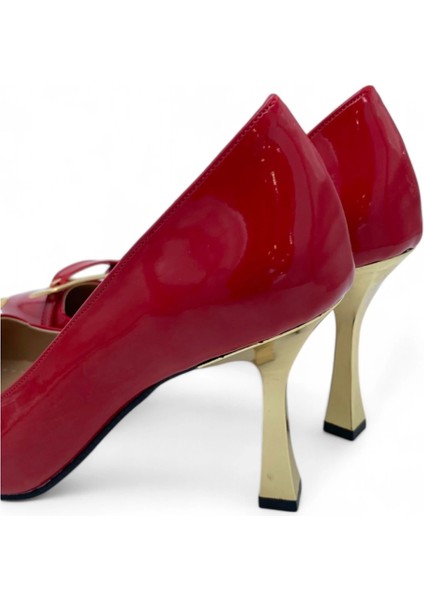 Gold Tokalı Kırmızı Rugan Kadın Stiletto - Scarlet Blaze modelleri