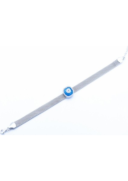 Opal Taşlı Hasır Gümüş Bileklik