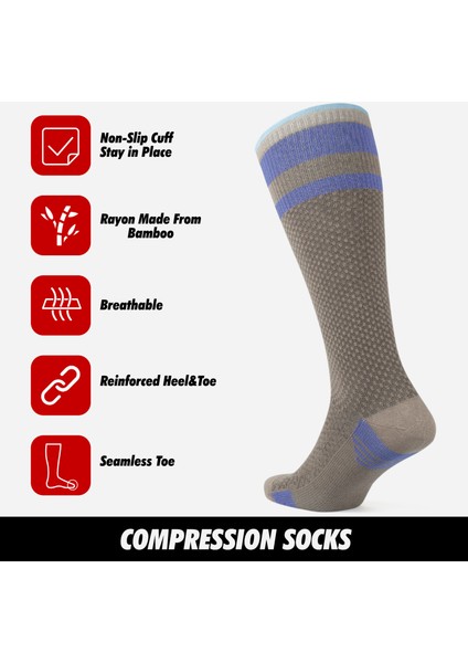 Bambu Dikişsiz Renkli Diz Boyu 15-20 mm Hg Basınçlı Kompresyon Çorap 3596 modelleri