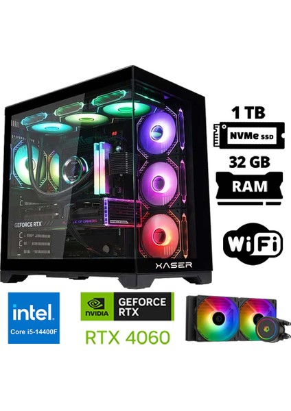 Lexus X15 I5 14400F 32GB Ram 1tb M.2 Nvme SSD 8gb RTX4060 Sıvı Soğutmalı Oyuncu Hazır Sistem