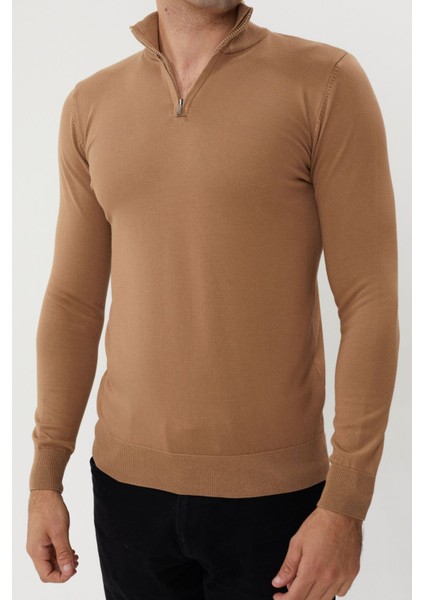 Et 3631 Dik Yaka Yarım Fermuar Erkek Ince Tüylenmez Kazak modelleri