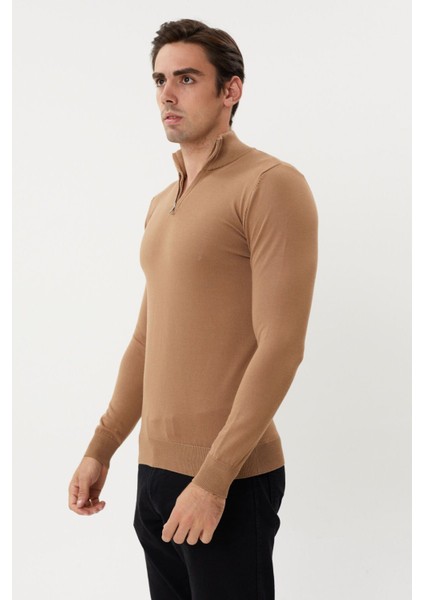 Et 3631 Dik Yaka Yarım Fermuar Erkek Ince Tüylenmez Kazak fırsatları