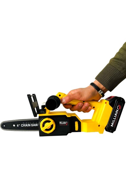 Kömürsüz Motor Yağ Pompalı Dal Budama Testeresi Çift Bataryalı Çift Palalı Akülü Ağaç Kesme Makinesi