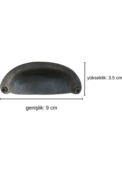 Pirinç Döküm Oksit Siyah 9 cm Tas/çanak/midye Kulp (Ömür Boyu Garanti)