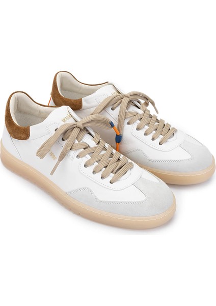 Erkek Hakiki Deri Beyaz/kahverengi Sneakers & Spor Ayakkabı 511 BU3520B Erk Ayk Y25 Marmo/cml/sattel