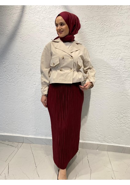 Lıne Kısa Trenç Krem modelleri