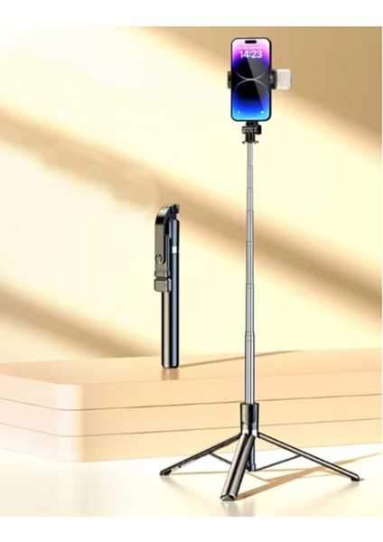 Uzaktan Kumandalı 1,7m Büyük Boy Tripod Pro Selfie Çubuğu Yatay ve Dikey 360° Döndürülebilir Tutucu R1S-L