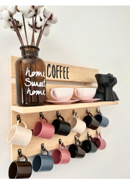 Doğal Çam Ağacından Pinterest 12LI Kahve Fincan Askılığı, Kahve Köşesi, Baharatlık, Duvar Dekor modelleri