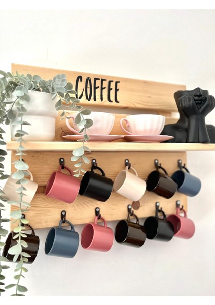Doğal Çam Ağacından Pinterest 12LI Kahve Fincan Askılığı, Kahve Köşesi, Baharatlık, Duvar Dekor fırsatları
