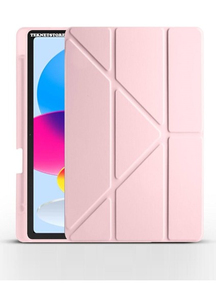 Ipad 11.Nesil A16 2025 11inç / 10. Nesil 10.9inç Kılıf Kalem Bölmeli Arkası Silikon Standlı Uyku Modlu Kapak