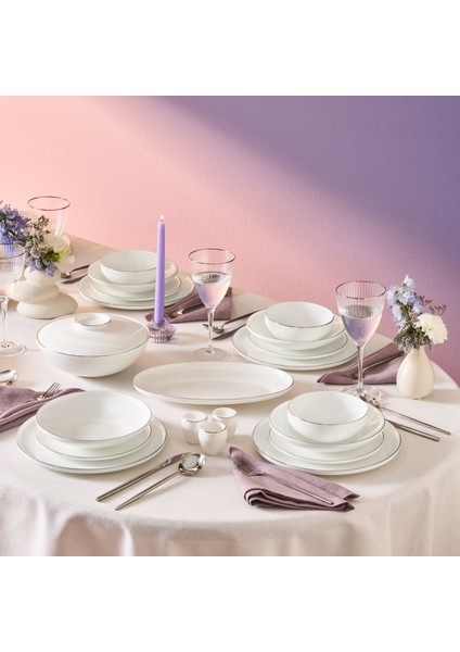 Fine Bone Meridian 55 Parça 12 Kişilik Yemek Takımı Platin