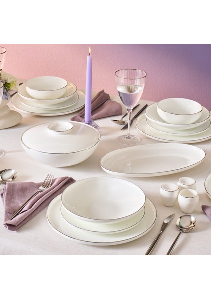 Fine Bone Meridian 55 Parça 12 Kişilik Yemek Takımı Platin indirimleri