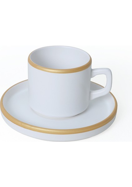 Mat Beyaz Gold Fileli Stackable Yemek / Kahvaltı Takımı 20 Parça 4 Kişilik